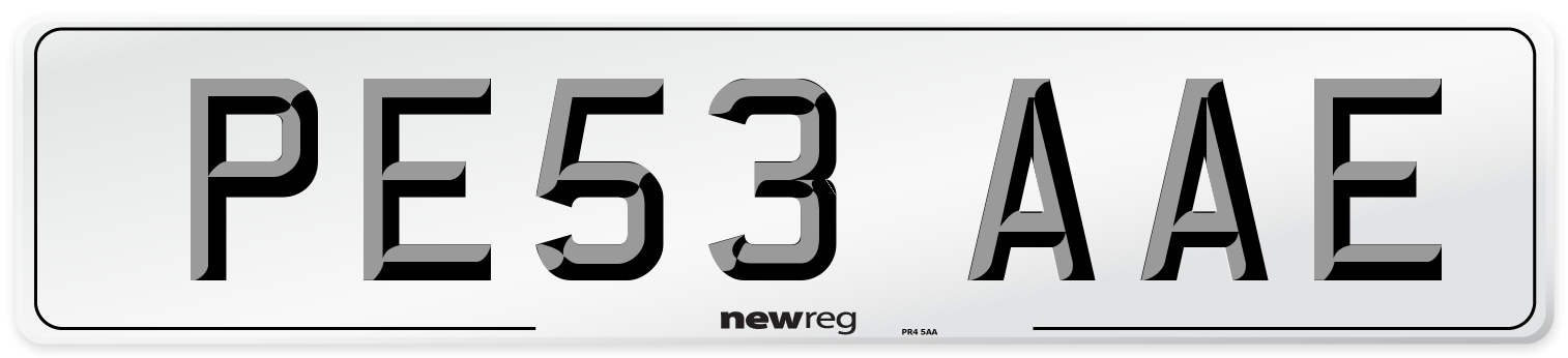 PE53 AAE Number Plate from New Reg